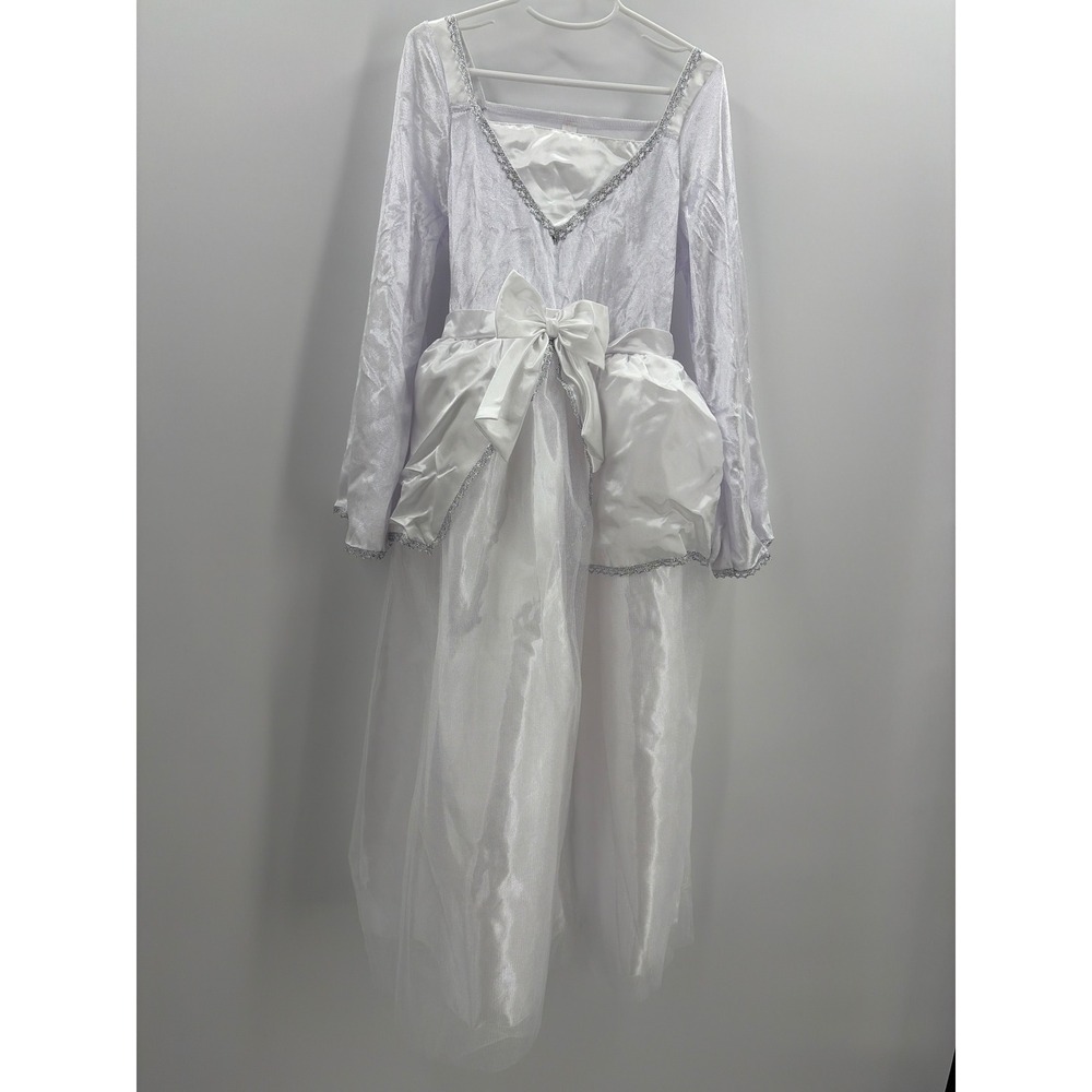 Relibeauty Kids Angel Costume White Silver Dress Wings Halo Size 10-12